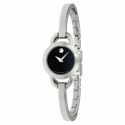 Movado Rondiro 22mm Black Dial Silver Steel Strap Watch For Women - 0606796 Buy Now By Movado