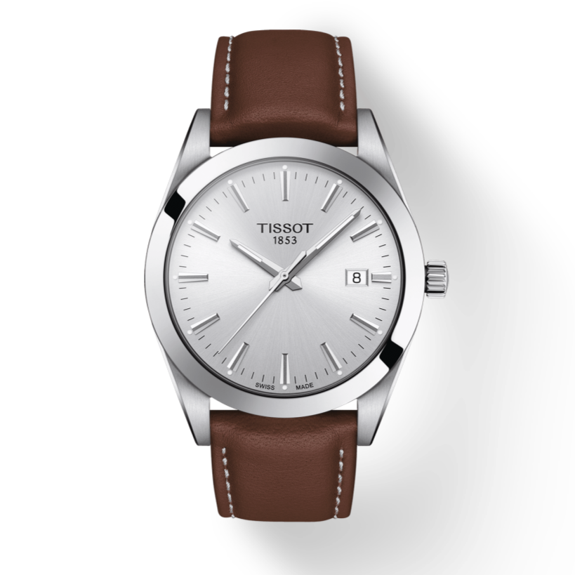 Tissot Gentleman Silver Dial Brown Leather Strap Watch For Men - T127.410.16.031.00 Buy Now By Tissot