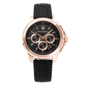 Maserati Successo 44mm Black Rose Gold Dial Black Rubber Strap Watch For Men - R8871621012 Buy Now By Maserati
