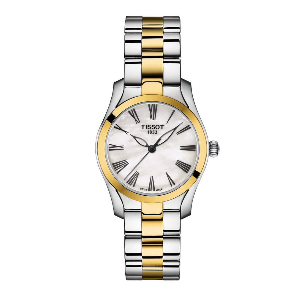 Tissot T Wave Lady White Mother of Pearl Dial Two Tone Steel Strap Watch For Women - T112. 210. 22. 113. 00 Buy Now By Tissot