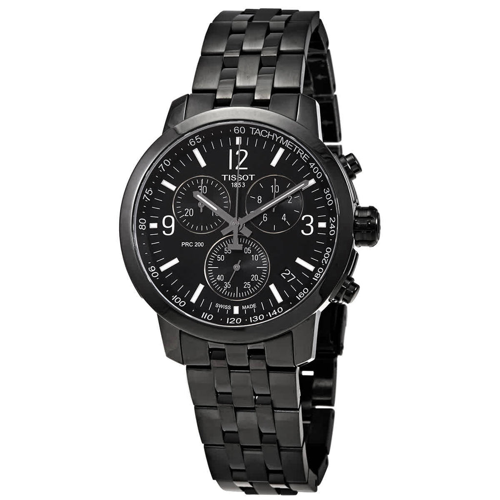Tissot PRC 200 Chronograph Black Dial Black Steel Strap Watch For Men - T114.417.33.057.00 Buy Now By Tissot