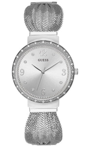 Guess Chiffon Silver Dial Silver Mesh Bracelet Watch For Women - W1083L1 Buy Now By Guess