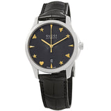 Gucci G Timeless Automatic Black Dial Black Leather Strap Watch For Women - YA126469 Buy Now By Gucci