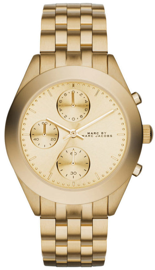 Marc Jacobs Peeker Chronograph Gold Dial Gold Steel Strap Watch for Women - MBM3393 Buy Now By Marc Jacobs