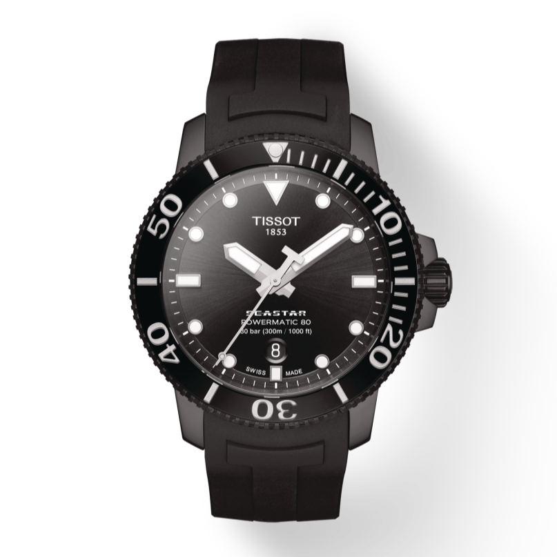 Tissot Seastar 1000 Powermatic 80 Black Dial Black Rubber Strap Watch For Men - T120.407.37.051.00 Buy Now By Tissot