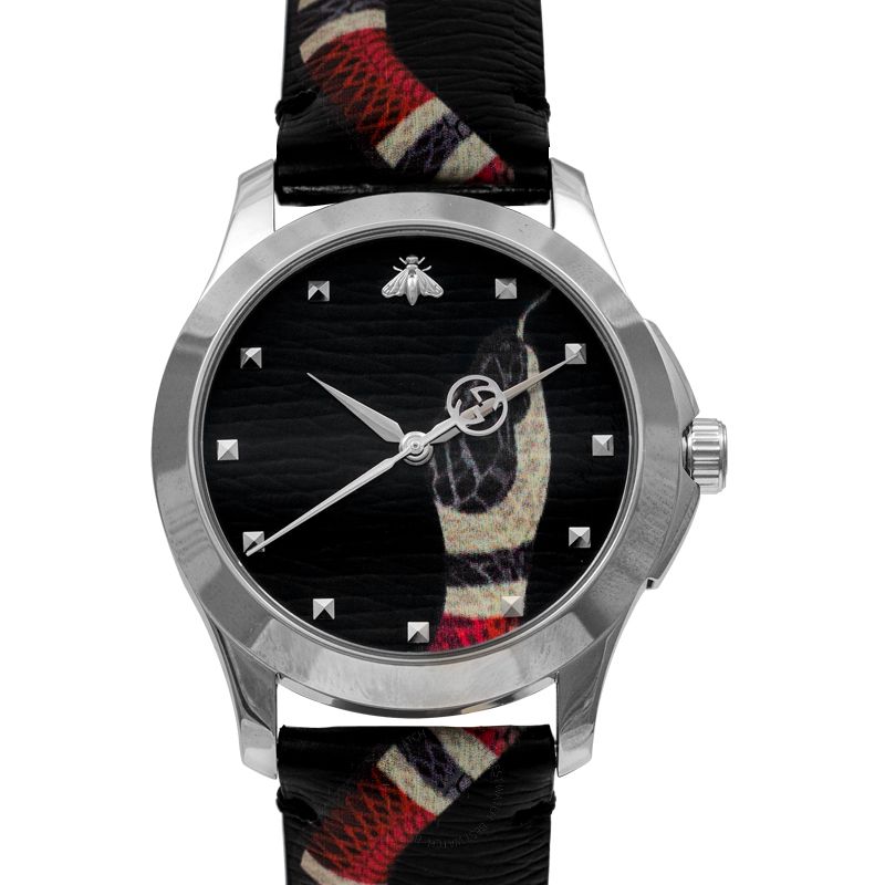 Gucci Le Marche Des Merveilles Black Dial Black Leather Strap Unisex Watch - YA1264007 Buy Now By Gucci