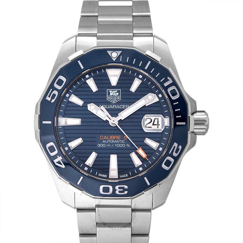 Tag Heuer Aquaracer Calibre 5 Blue Dial Silver Steel Strap Watch for Men - WAY211C.BA0928 Buy Now By Tag Heuer