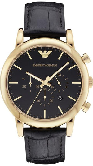 Emporio Armani Luigi Chronograph Black Dial Black Leather Watch For Men - AR1917 Buy Now By Emporio Armani