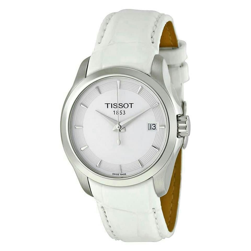 Tissot Couturier Lady Silver Dial White Leather Strap Watch For Women - T035.210.16.011.00 Buy Now By Tissot