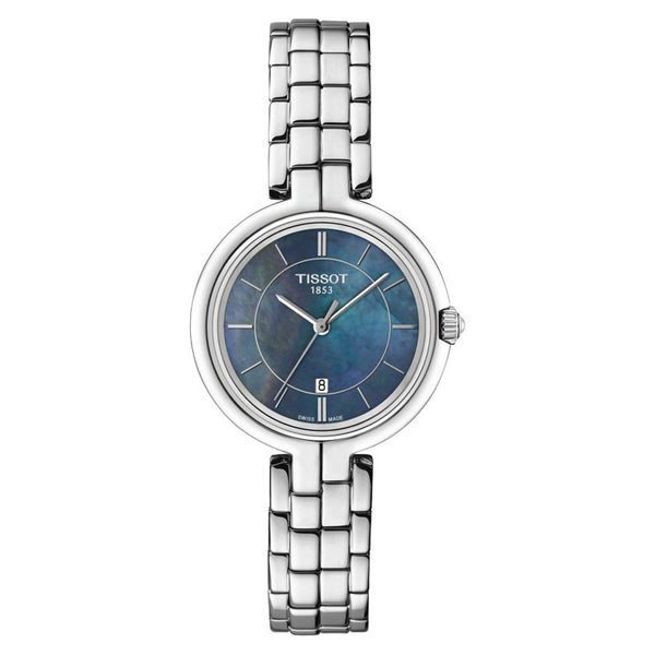 Tissot T Lady Flamingo Mother of Pearl Blue Dial Silver Steel Strap Watch For Women - T094.210.11.121.00 Buy Now By Tissot