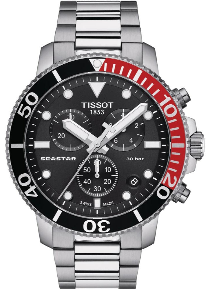Tissot Seastar 1000 Chronograph Black Dial Silver Steel Strap Watch For Men - T120.417.11.051.01 Buy Now By Tissot