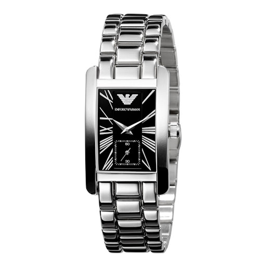 Emporio Armani Classic Black Dial Silver Stainless Steel Watch For Women - AR0157 Buy Now By Emporio Armani