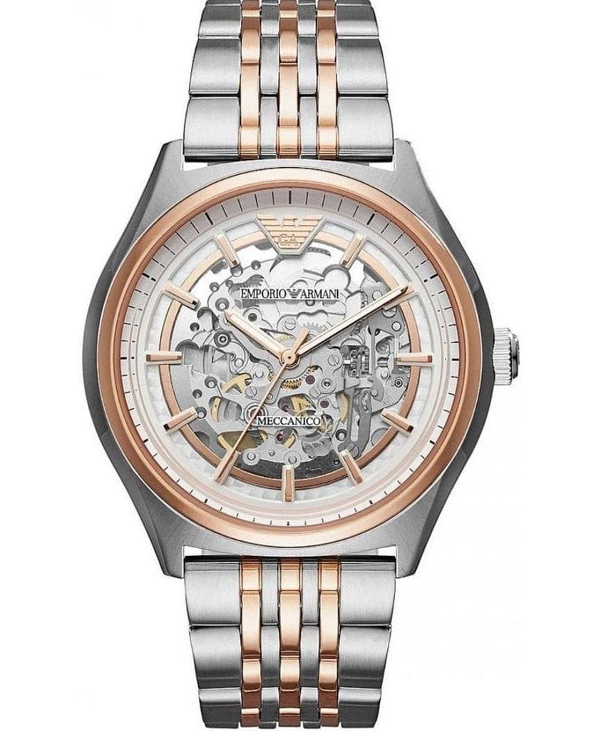 Emporio Armani Meccanico White Dial Two Tone Stainless Steel Watch For Men - AR60002 Buy Now By Emporio Armani