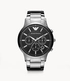 Emporio Armani Sportivo Chronograph Black Dial Silver Steel Strap Watch For Men - AR2460 Buy Now By Emporio Armani