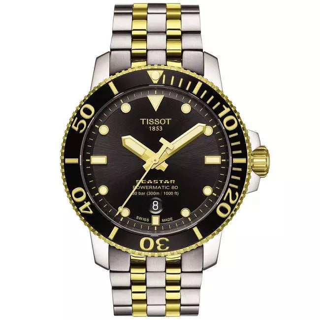 Tissot Seastar 1000 Powermatic 80 Black Dial Two Tone Steel Strap Watch For Men - T120.407.22.051.00 Buy Now By Tissot