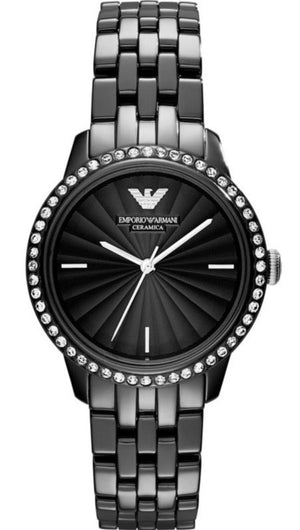 Emporio Armani Crystal Ceramica Black Dial Black Steel Strap Watch For Women - AR1478 Buy Now By Emporio Armani