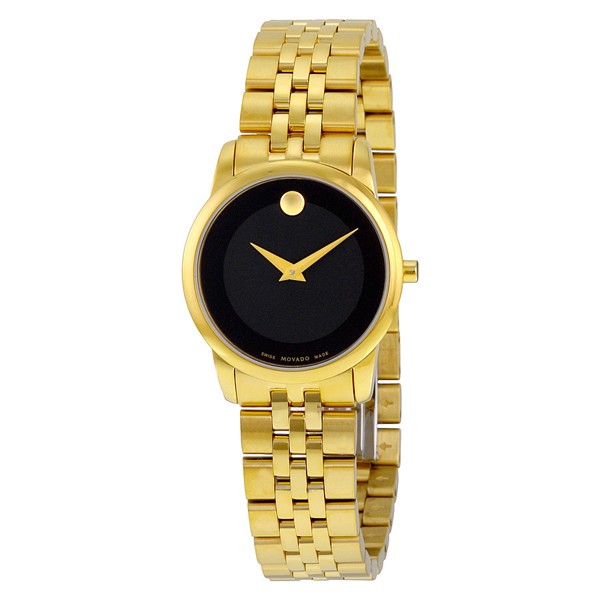 Movado Museum Classic Quartz Black Dial Gold Steel Strap Watch For Women - 0607005 Buy Now By Movado