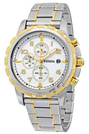 Fossil Dean Chronograph White Dial Silver Steel Strap Watch for Men - FS4795 Buy Now By Fossil