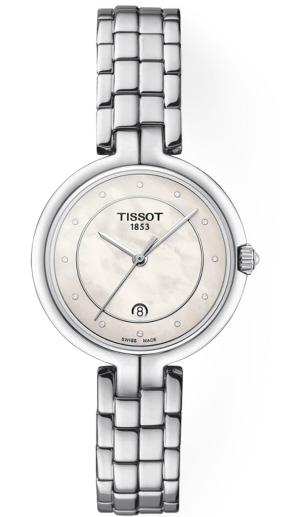 Tissot T Lady Flamingo Diamonds White Dial Silver Steel Strap Watch For Women - T094.210.11.116.01 Buy Now By Tissot
