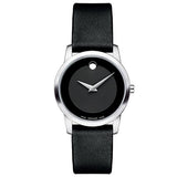 Movado Museum Classic Black Dial Black Leather Strap Watch For Women - 0606503 Buy Now By Movado
