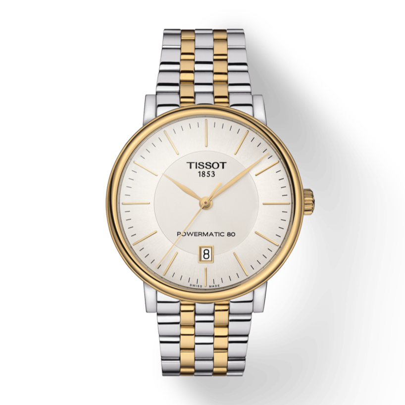 Tissot Carson Premium Powermatic 80 White Dial Two Tone Steel Strap Watch For Men - T122.407.22.031.00 Buy Now By Tissot