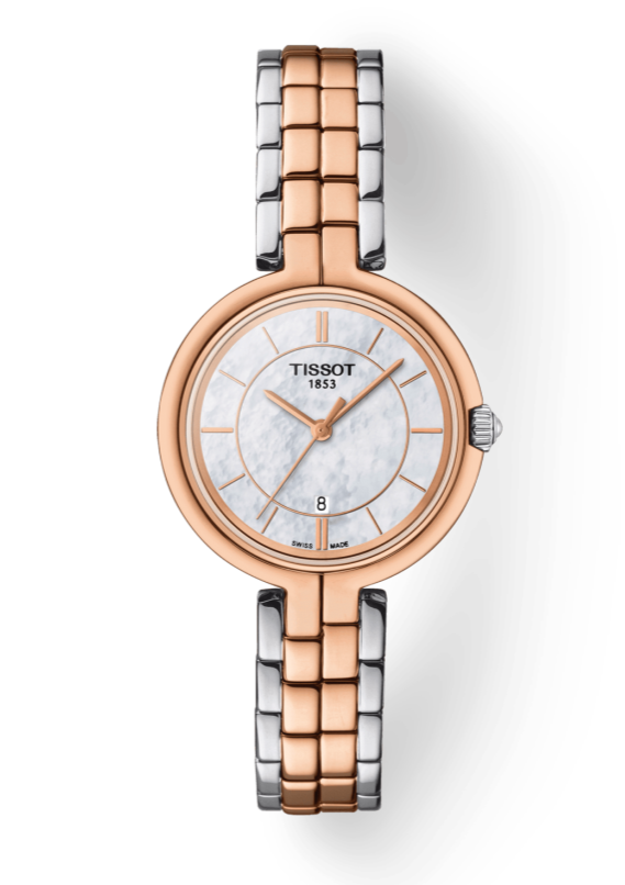 Tissot T Lady Flamingo Mother of Pearl White Dial Two Tone Steel Strap Watch For Women - T094.210.22.111.00 Buy Now By Tissot
