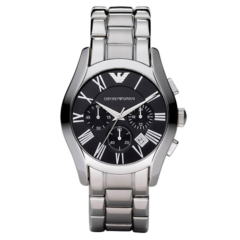 Emporio Armani Valente Chronograph Black Dial Silver Stainless Steel Watch For Men - AR0673 Buy Now By Emporio Armani