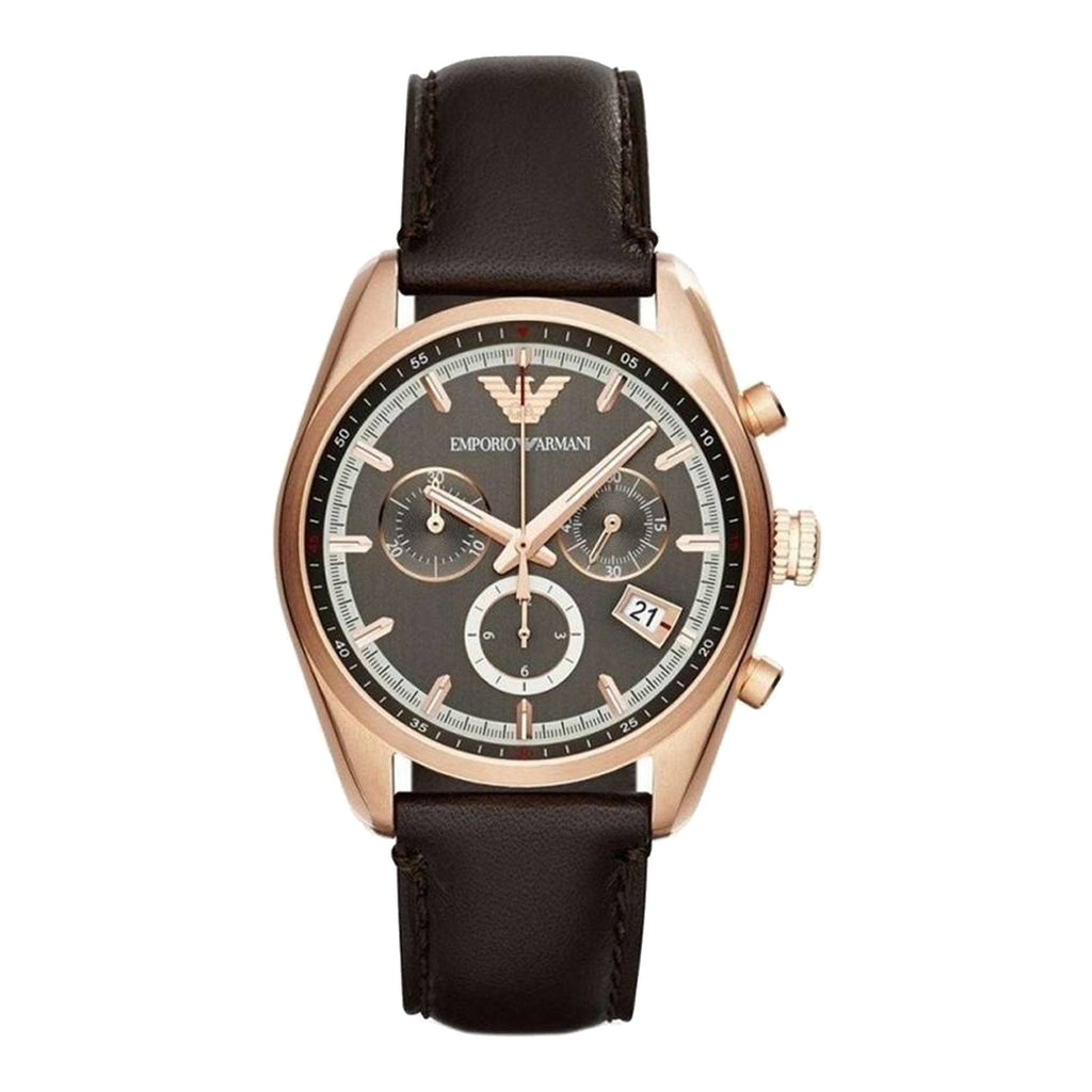 Emporio Armani Chronograph Gray Dial Brown Leather Strap Watch For Men - AR6043 Buy Now By Emporio Armani