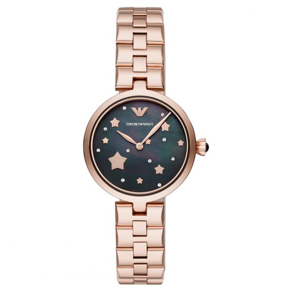 Emporio Armani Arianna Black Dial Rose Gold Stainless Steel Watch For Women - AR11197 Buy Now By Emporio Armani