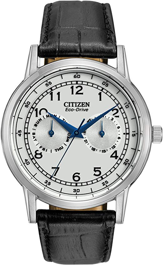 Citizen Eco Drive Silver Dial Black Leather Strap Watch For Men - AO9000-06B Buy Now By Citizen