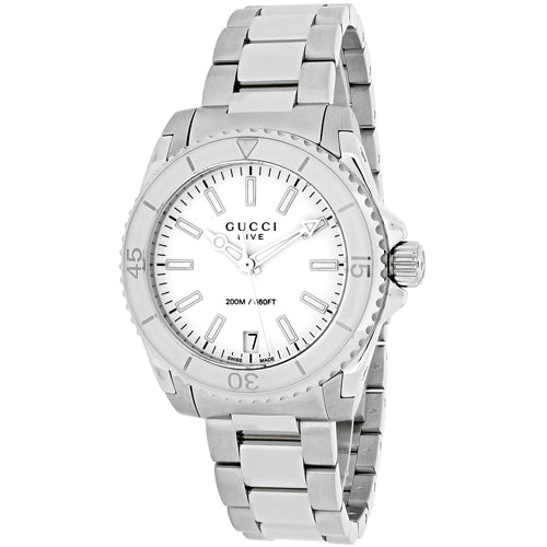 Gucci Dive Quartz White Dial Stainless Steel Unisex Watch - YA136402 Buy Now By Gucci