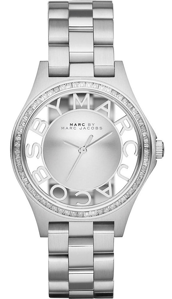 Marc Jacobs Henry Transparent Silver Dial Silver Steel Strap Watch for Women - MBM3337 Buy Now By Marc Jacobs