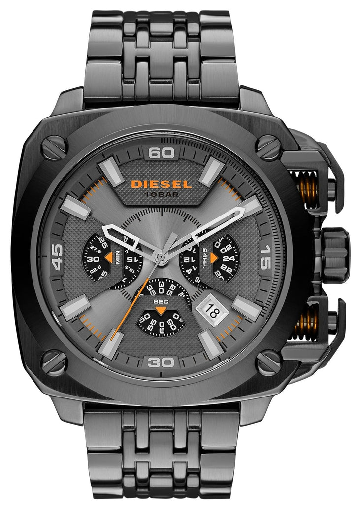 Diesel BAMF Chronograph Gray Dial Gray Steel Strap Watch For Men - DZ7344 Buy Now By Diesel
