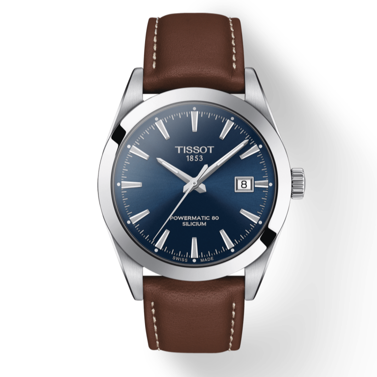 Tissot Gentlemen Powermatic 80 Silicium Blue Dial Brown Leather Strap Watch For Men - T127.407.16.041.00 Buy Now By Tissot