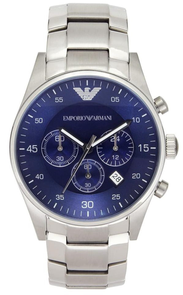 Emporio Armani Sportivo Chronograph Blue Dial Silver Steel Strap Watch For Men - AR5860 Buy Now By Emporio Armani