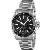 Gucci Dive Quartz Black Dial Silver Steel Strap Watch For Men - YA136301 Buy Now By Gucci