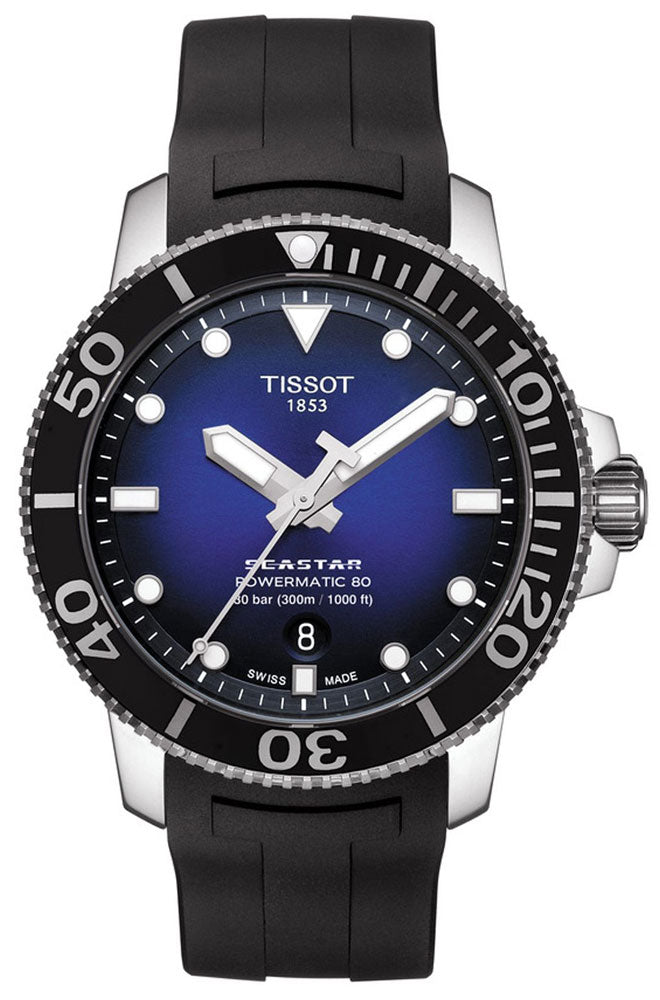 Tissot Seastar 1000 Powermatic 80 Blue Dial Black Rubber Strap Watch For Men - T120.407.17.041.00 Buy Now By Tissot