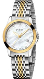 Gucci G Timeless Diamonds Mother of Pearl Dial Two Tone Steel Strap Watch For Women - YA126413 Buy Now By Gucci