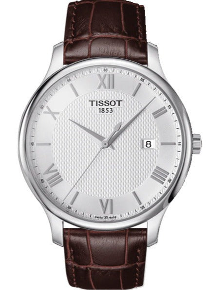 Tissot T Classic Tradition Silver Dial Brown Leather Strap Watch For Men - T063.610.16.038.00 Buy Now By Tissot