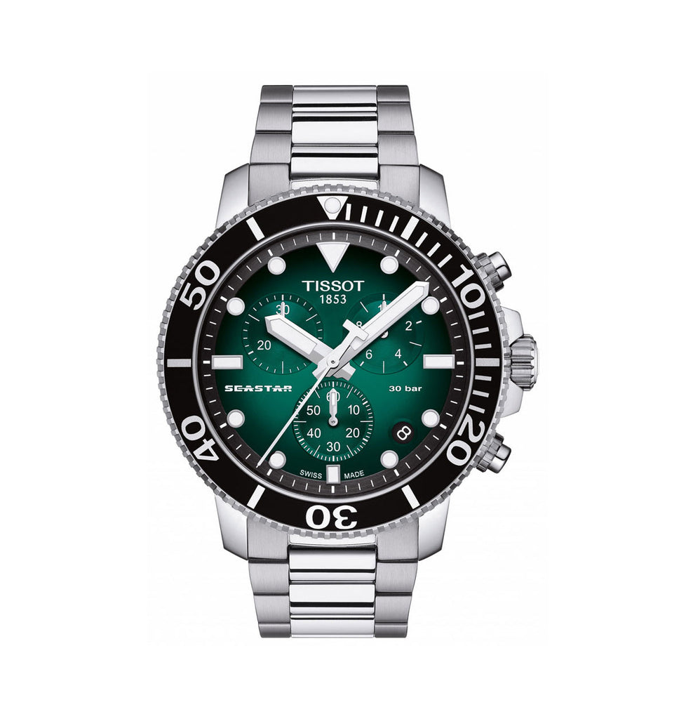 Tissot Seastar 1000 Chronograph Green Dial Silver Steel Strap Watch For Men - T120.417.11.091.01 Buy Now By Tissot