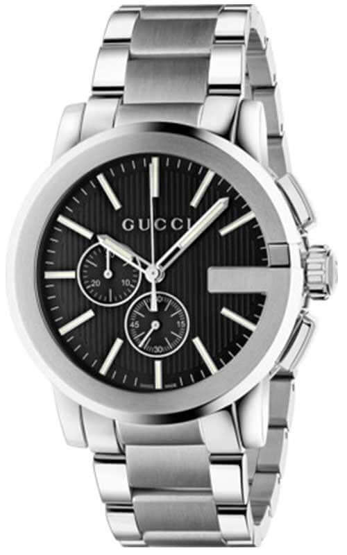Gucci G Chrono Black Dial Silver Steel Strap Watch For Men - YA101204 Buy Now By Gucci
