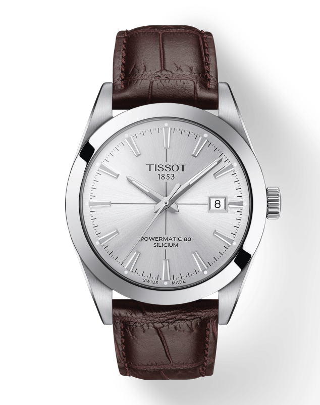 Tissot Gentleman Powermatic 80 Silicium Silver Dial Brown Leather Strap Watch For Men - T127.407.16.031.01 Buy Now By Tissot