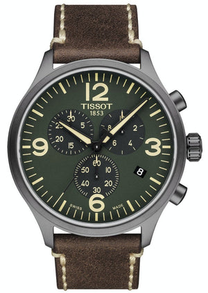 Tissot T Sport Chrono XL Green Dial Brown Leather Strap Watch For Men - T116.617.36.097.00 Buy Now By Tissot