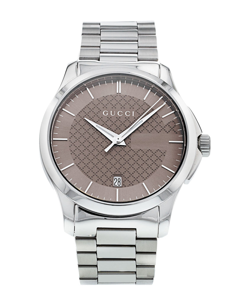 Gucci G Timeless Brown Dial Silver Steel Strap Watch For Men - YA126445 Buy Now By Gucci