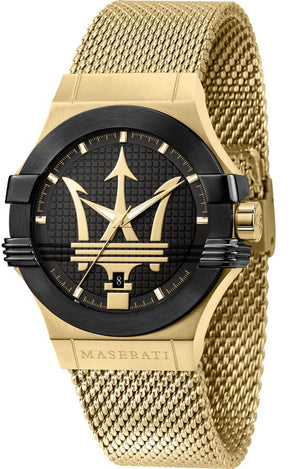 Maserati Potenza Quartz Black Dial Gold Mesh Bracelet Watch For Men - R8853108006 Buy Now By Maserati