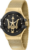 Maserati Potenza Quartz Black Dial Gold Mesh Bracelet Watch For Men - R8853108006 Buy Now By Maserati