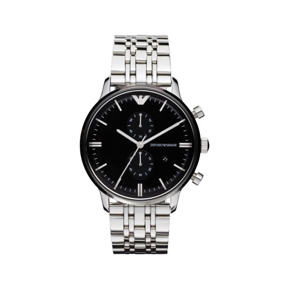 Emporio Armani Chronograph Black Dial Silver Steel Strap Watch For Men - AR0389 Buy Now By Emporio Armani