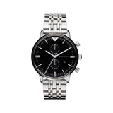 Emporio Armani Chronograph Black Dial Silver Steel Strap Watch For Men - AR0389 Buy Now By Emporio Armani