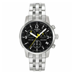 Tissot T Sport PRC200 Chronograph Black Dial Silver Steel Strap Watch for Men - T17.1.586.52 Buy Now By Tissot