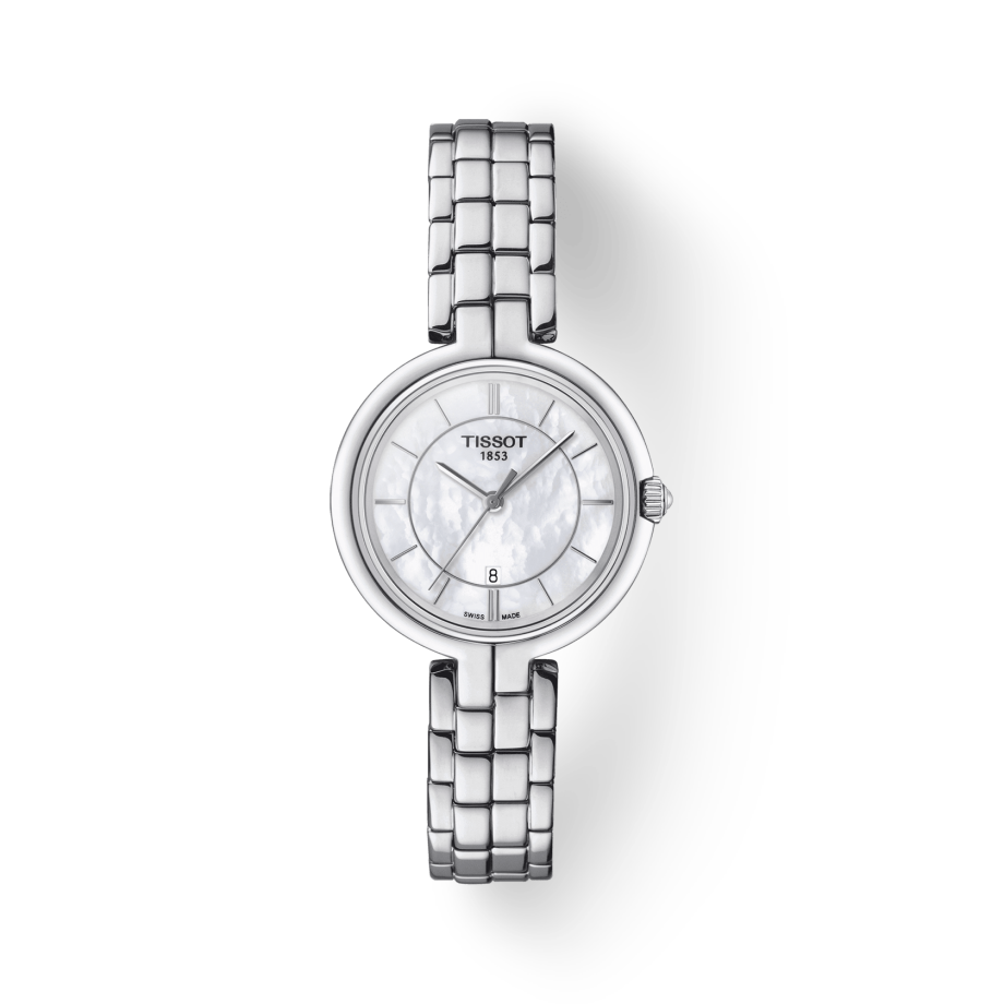 Tissot T Lady Flamingo Mother of Pearl White Dial Silver Steel Strap Watch For Women - T094.210.11.111.00 Buy Now By Tissot